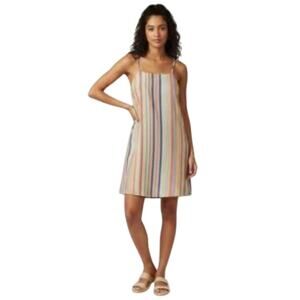 Copper Key Womens Linen Blend Shift Dress SZ M Coral Multi Striped Sundress